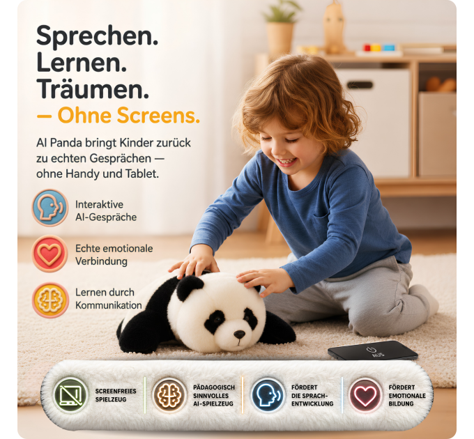 Smart Panda AI – Interaktives KI-Kuscheltier für Kinder ab 3 Jahren