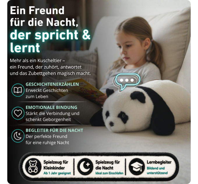 Smart Panda AI – Interaktives KI-Kuscheltier für Kinder ab 3 Jahren