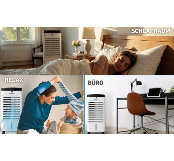 Climatiseur Mobile Zenet ZET-483 – 3 en 1 : Rafraîchisseur d'air, Humidificateur et Purificateur d'air, Sans évacuation