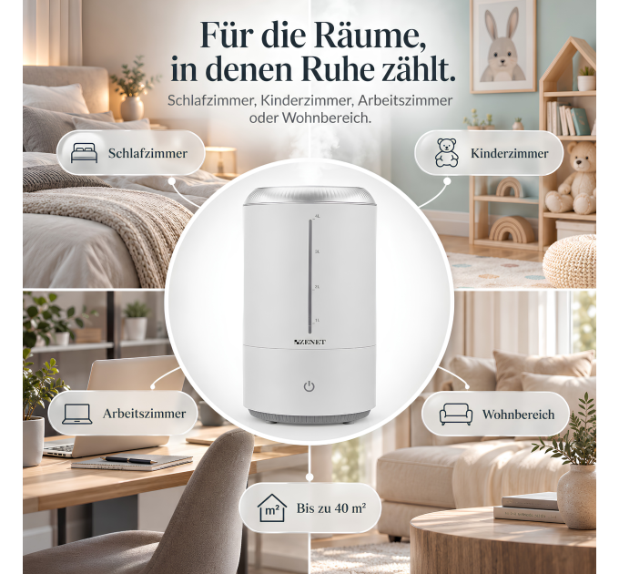 Humidificateur d’air ZENET ZET-416 avec fonction arôme
