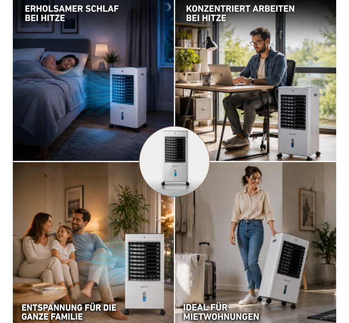 ZENET ZET-481 Luftkühler & Heizgerät – Mobile 4-in-1 Klimaanlage ohne Abluftschlauch