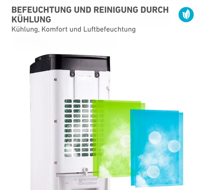 Climatiseur Mobile Zenet ZET-483 – 3 en 1 : Rafraîchisseur d'air, Humidificateur et Purificateur d'air, Sans évacuation