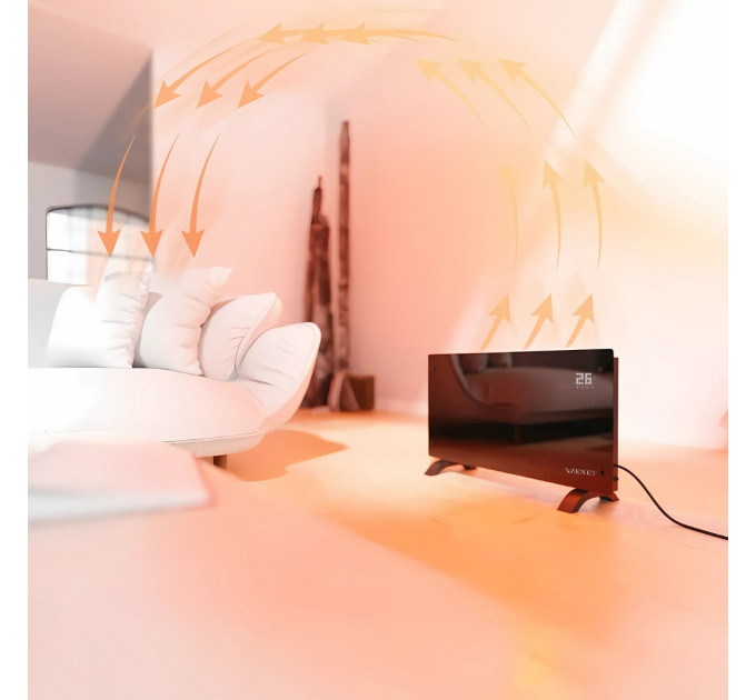 Zenet ZET-530 Glaskonvektor 2000W | Konvektor Heizung Heizkörper LED-Display & Timer | Elektroheizkörper Stand- oder Wand Heizung