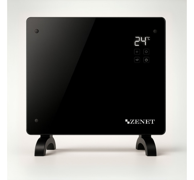 Zenet ZET-530 Glaskonvektor 2000W | Konvektor Heizung Heizkörper LED-Display & Timer | Elektroheizkörper Stand- oder Wand Heizung