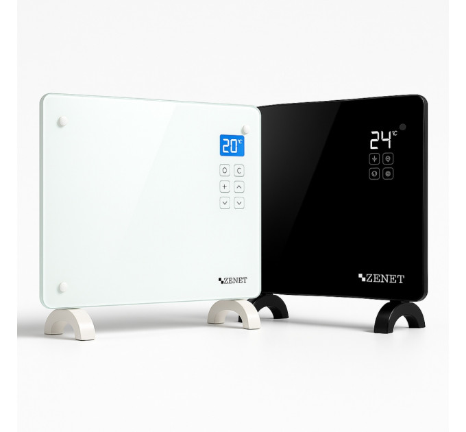 Zenet ZET-530 Glaskonvektor 2000W | Konvektor Heizung Heizkörper LED-Display & Timer | Elektroheizkörper Stand- oder Wand Heizung