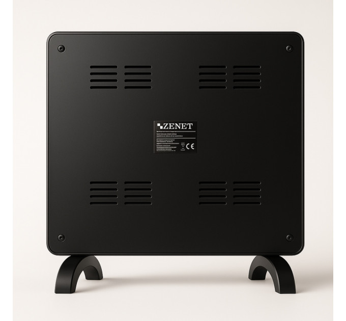 Zenet ZET-523 schwarzer Glas-Konvektor, Heizpaneel, 1000W | Schwarzes Glasheizpaneel mit Fernbedienung