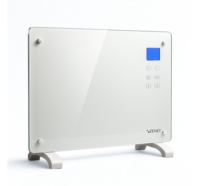  Zenet ZET-526 weißer Glas-Elektrokonvektor, Heizpanel 1500W | Weißes Glas-Heizpanel mit Fernbedienung