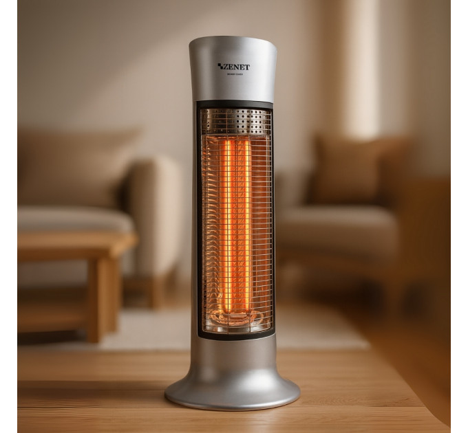 Infrarot-Heizstrahler ZENET ZET-516, silber, 1000W | Energieeffiziente und sichere Heizung mit IP24-Schutz