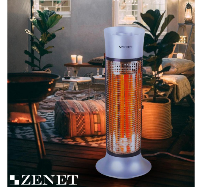 Infrarot-Heizstrahler ZENET ZET-516, silber, 1000W | Energieeffiziente und sichere Heizung mit IP24-Schutz