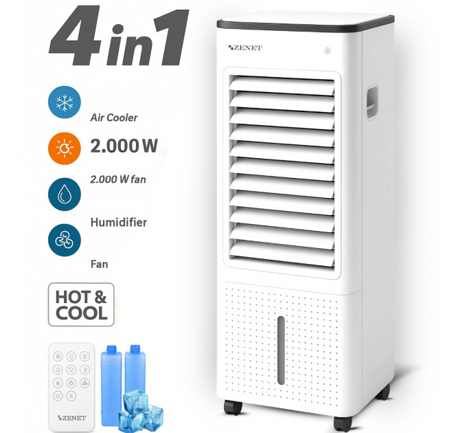 Tragbare Klimaanlage Zenet ZET-480 mit Heiz-, Befeuchtungs- und Luftreinigungsfunktion