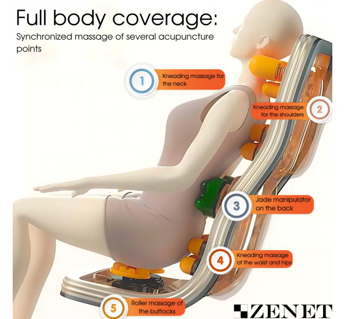 Massagesessel Zenet Zet-1288 mit Wärmefunktion | Beiger Massagesessel für Zuhause und Büro