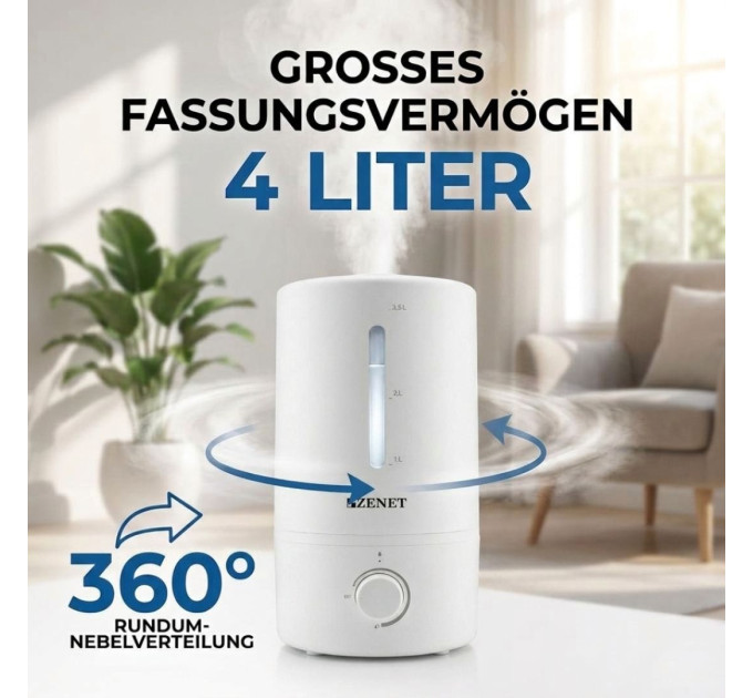 Ultraschall-Luftbefeuchter Zenet ZET-414 mit 360° drehbarem Dampfauslass