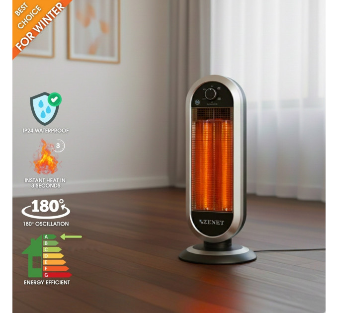 Radiateur infrarouge au carbone Zenet ZET-515 | Chauffage électrique 500W / 1000W