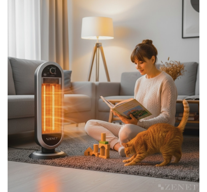 Radiateur infrarouge au carbone Zenet ZET-515 | Chauffage électrique 500W / 1000W