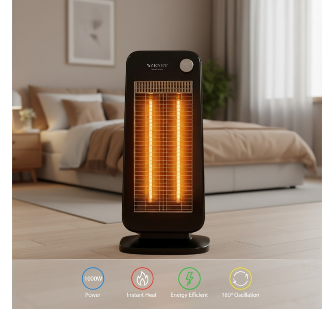 Infrarot-Heizstrahler Zenet ZET-517, Schwarz | Effiziente Infrarotheizung mit niedrigem Energieverbrauch