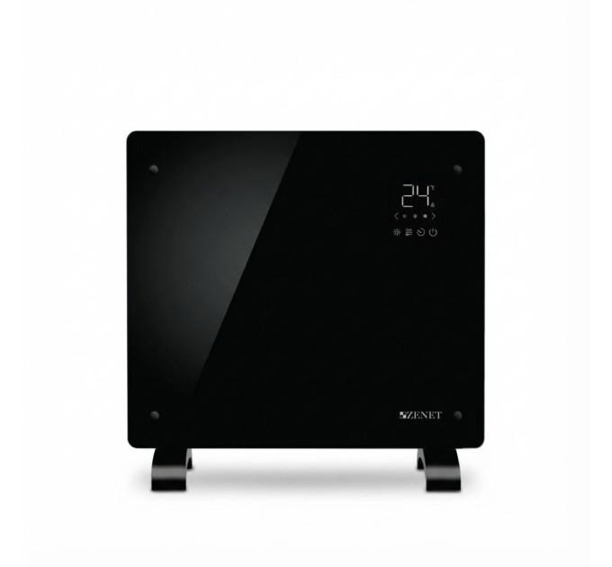 Zenet ZET-523 schwarzer Glas-Konvektor, Heizpaneel, 1000W | Schwarzes Glasheizpaneel mit Fernbedienung
