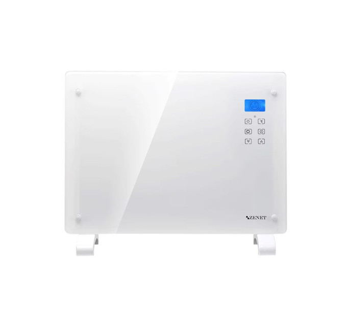  Zenet ZET-526 weißer Glas-Elektrokonvektor, Heizpanel 1500W | Weißes Glas-Heizpanel mit Fernbedienung
