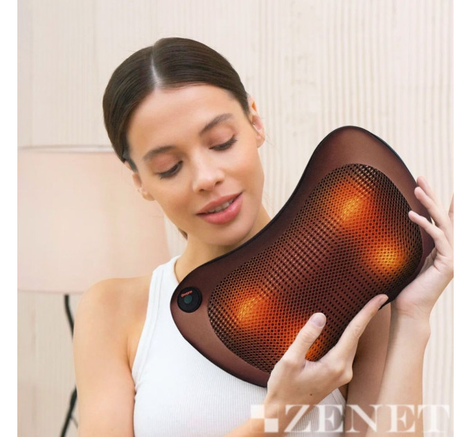 Zenet ZET-727 – Coussin Shiatsu chauffant avec chargeur voiture – votre masseur personnel à la maison, au bureau ou en déplacement