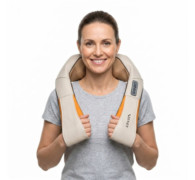 ZENET ZET-757 Shiatsu-Nackenmassagegerät mit Wärme, 8 Massagepunkten, 3 Geschwindigkeiten und Richtungswechsel