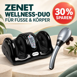 ZENET Wellness-Duo ZET-763 + ZET-716 – Fußmassagegerät mit Reflexzonenmassage & kabelloses Handmassagegerät für den ganzen Körper | 30 % sparen