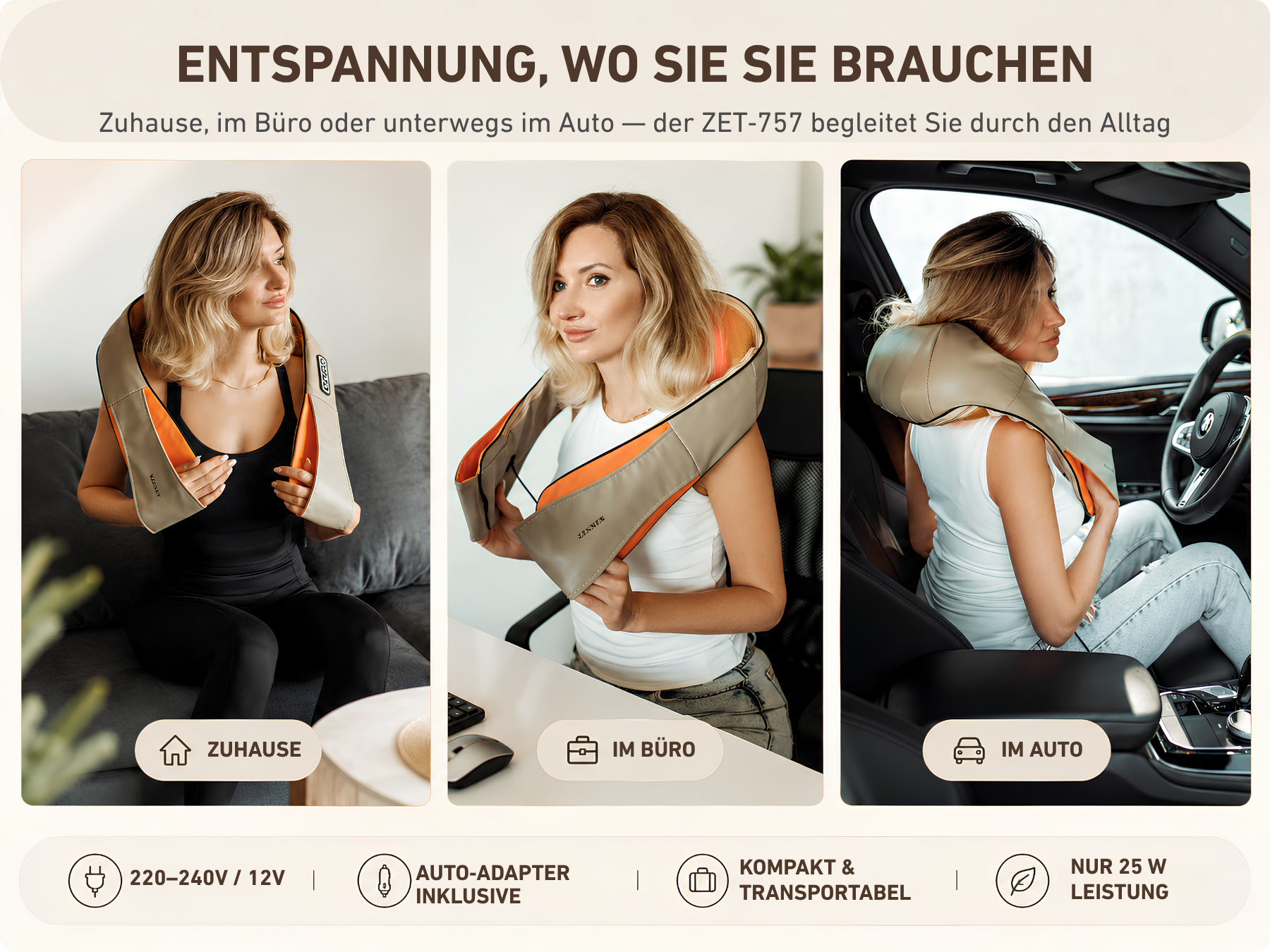 ZENET ZET-757 Nackenmassagegerät mit Infrarot Wärme