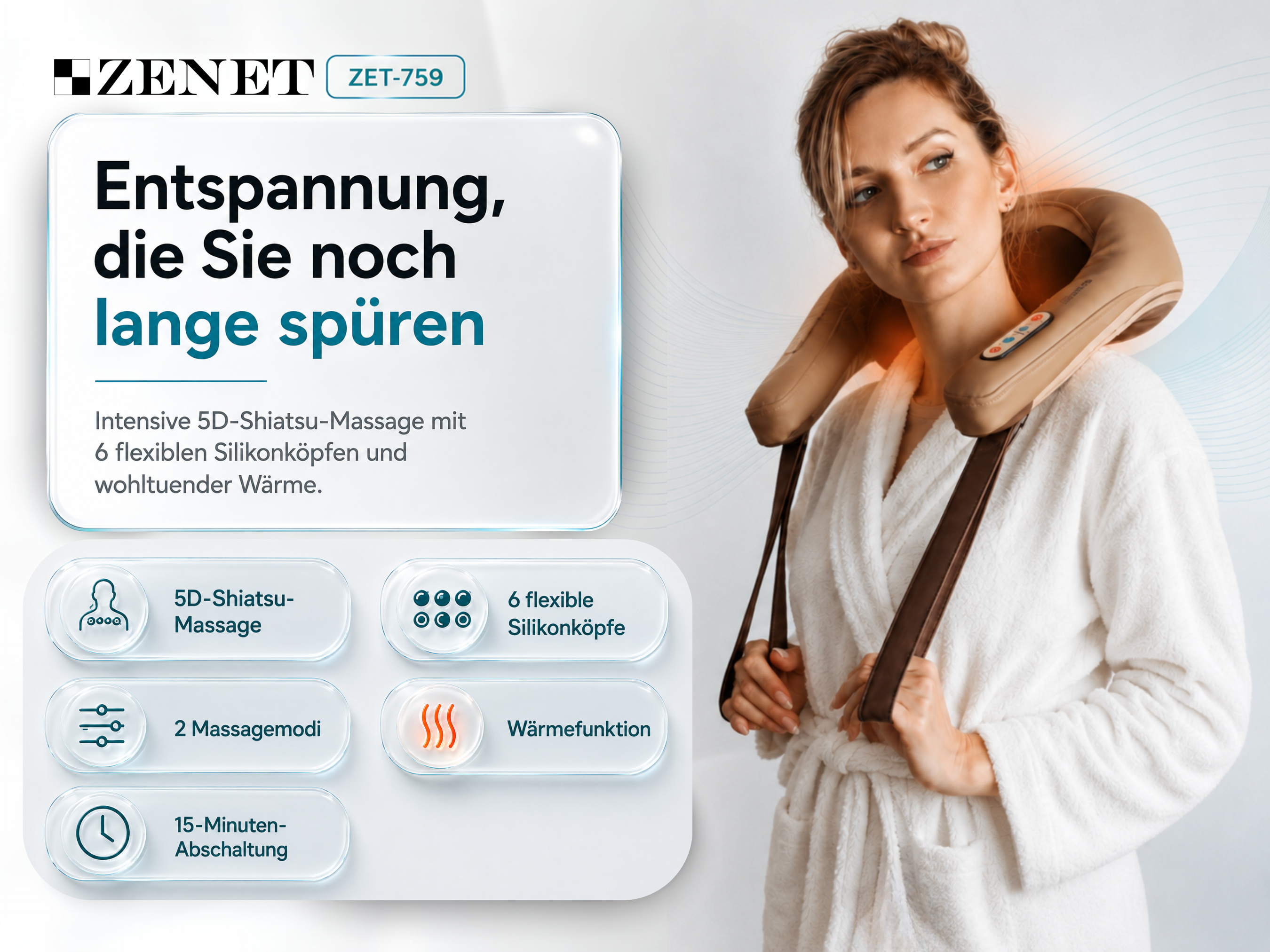 Zenet ZET-759 Nackenmassagegerät mit Wärmefunktion