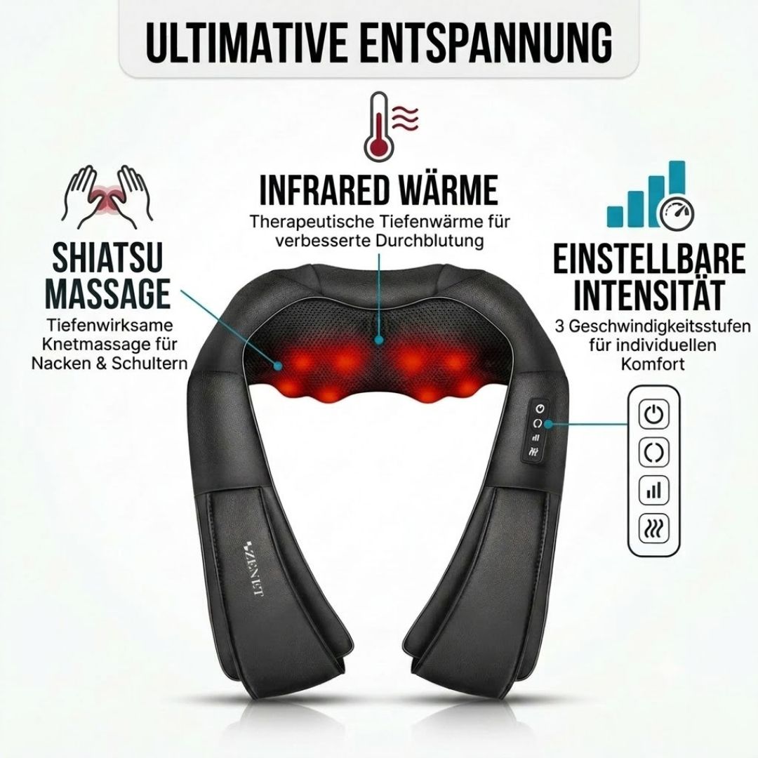 Shiatsu Nackenmassagerät mit Infrarot-Wärmefunktion ZENET 758